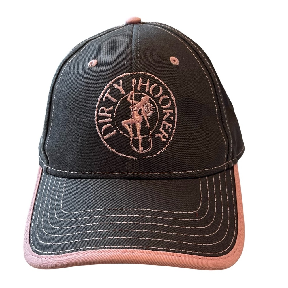 3/$15 Dirty Hooker Fishing Gear Pink & Gray Velcro Baseball Cap EUC Unisex